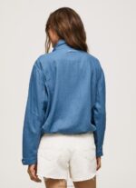 Women Chambray Pepe Jeans Relaxed Fit Linen Jacket 60J40128 - Image 4