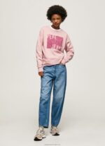 Women Cloudy Pink Pepe Jeans Cotton Logo Jumper 60J40285 - Image 2