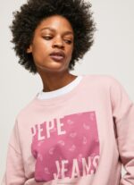Women Cloudy Pink Pepe Jeans Cotton Logo Jumper 60J40285 - Image 3