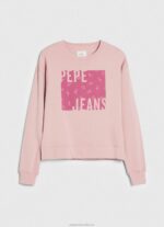 Women Cloudy Pink Pepe Jeans Cotton Logo Jumper 60J40285 - Image 5