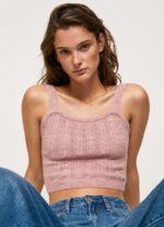 Women Cloudy Pink Pepe Jeans Knit Straps Top 60J40247