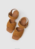 Women Cognac Pepe Jeans Altea Basic Suede Sandals 60J40649 - Image 2