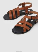 Women Cognac Pepe Jeans Hayes Rome Flat Sandals 60J40655 - Image 3