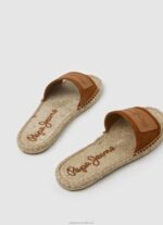 Women Cognac Pepe Jeans Siva Berry Leather Sandals 60J40682 - Image 4