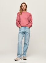 Women Dark Blush Pepe Jeans Embroidered Logo Cotton Jumper 60J40278 - Image 2