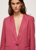 Women Dark Blush Pepe Jeans Plain Blazer With Shoulder Pads 60J40112 - Image 3