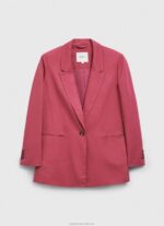 Women Dark Blush Pepe Jeans Plain Blazer With Shoulder Pads 60J40112 - Image 5