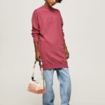 Women Dark Blush Pepe Jeans Short Jumper Dress With Logo 60J40205