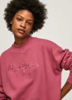 Women Dark Blush Pepe Jeans Short Jumper Dress With Logo 60J40205 - Image 3