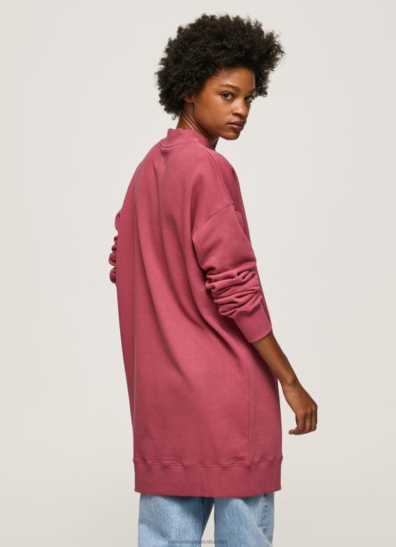 Women Dark Blush Pepe Jeans Short Jumper Dress With Logo 60J40205 - Image 4