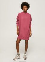 Women Dark Blush Pepe Jeans Short Jumper Dress With Logo 60J40205 - Image 5