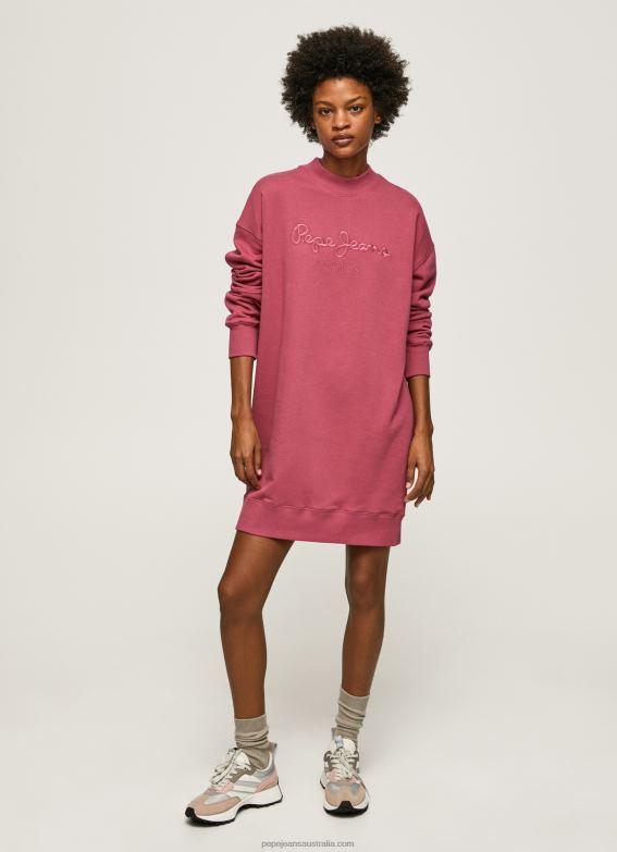 Women Dark Blush Pepe Jeans Short Jumper Dress With Logo 60J40205 - Image 5