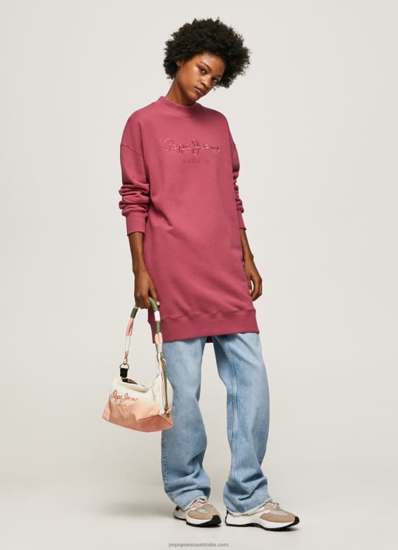 Women Dark Blush Pepe Jeans Short Jumper Dress With Logo 60J40205 - Image 1
