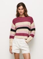 Women Dark Blush Pepe Jeans Striped Round Neck Jersey 60J40262 - Image 2