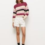 Women Dark Blush Pepe Jeans Striped Round Neck Jersey 60J40262