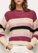 Women Dark Blush Pepe Jeans Striped Round Neck Jersey 60J40262 - Image 3