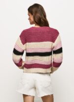 Women Dark Blush Pepe Jeans Striped Round Neck Jersey 60J40262 - Image 4
