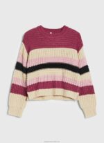 Women Dark Blush Pepe Jeans Striped Round Neck Jersey 60J40262 - Image 5