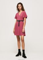Women Dark Blush Pepe Jeans V Neck Short Dress 60J40196