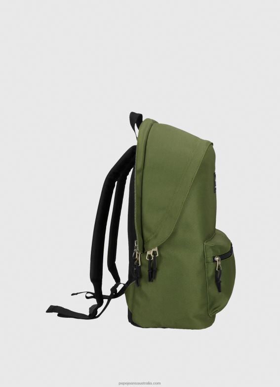 Women Dark Green Pepe Jeans Aris Double Zip Performance Backpack 60J40753 - Image 2