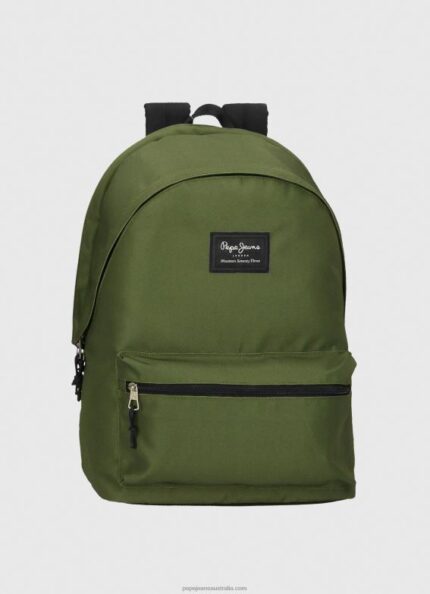 Women Dark Green Pepe Jeans Aris Double Zip Performance Backpack 60J40753