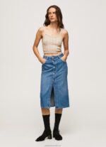 Women Denim Pepe Jeans Cotton Denim Midi Skirt 60J40100
