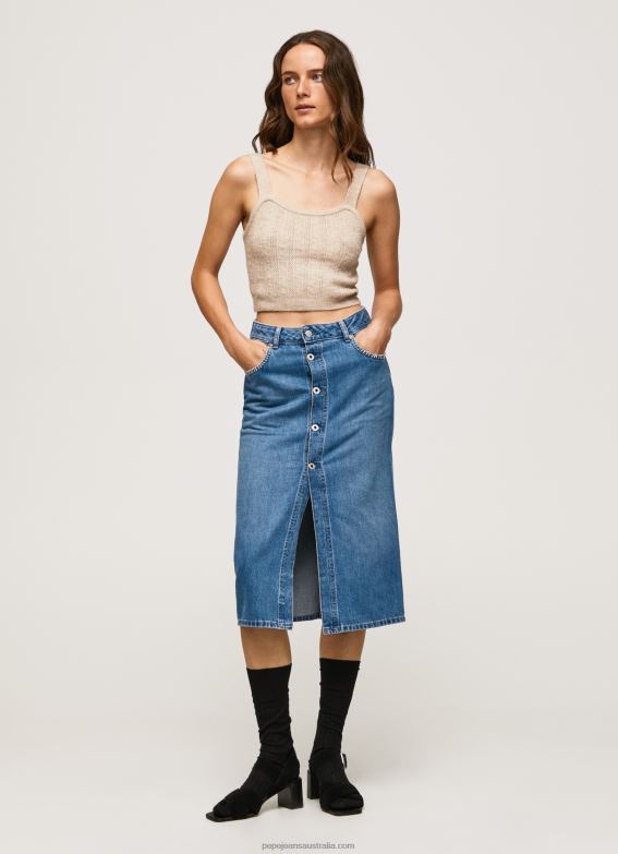 women_denim_pepe_jeans_cotton_denim_midi_skirt_60j40100.jpg Women Denim Pepe Jeans Cotton Denim Midi Skirt 60J40100 - Image 1