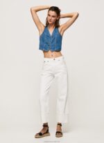 Women Denim Pepe Jeans Cropped Fit Denim Waistcoat 60J40319 - Image 2