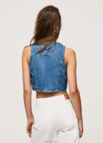 Women Denim Pepe Jeans Cropped Fit Denim Waistcoat 60J40319 - Image 4