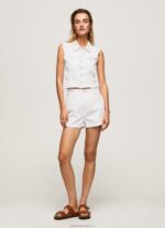 Women Denim Pepe Jeans Embroidered Flower Denim Waistcoat 60J40130 - Image 2