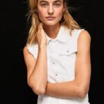 Women Denim Pepe Jeans Embroidered Flower Denim Waistcoat 60J40130