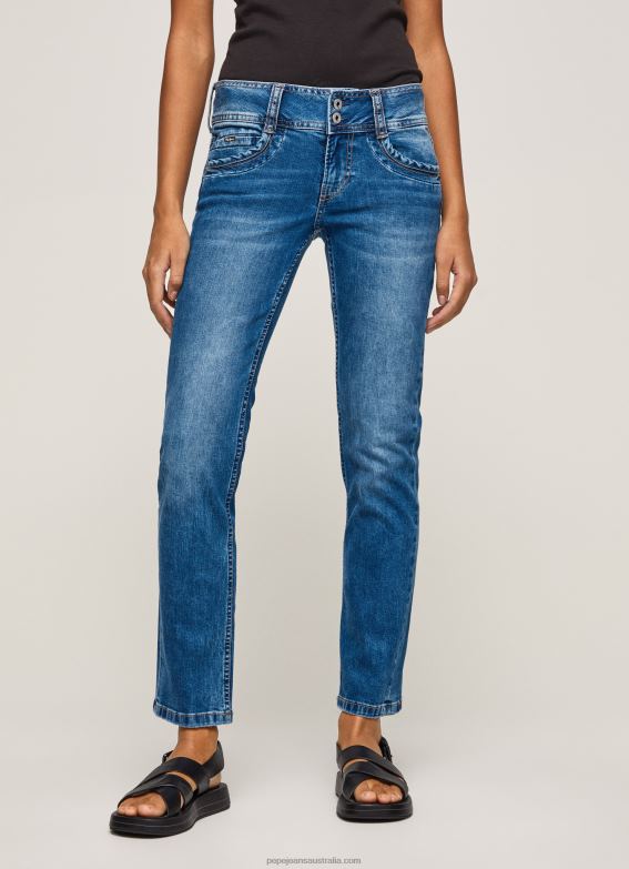 Women Denim Pepe Jeans Gen Straight Fit Mid Waist Jeans 60J4032 - Image 2