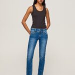 Women Denim Pepe Jeans Gen Straight Fit Mid Waist Jeans 60J4032
