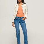 Women Denim Pepe Jeans Gen Straight Fit Mid Waist Jeans 60J4034