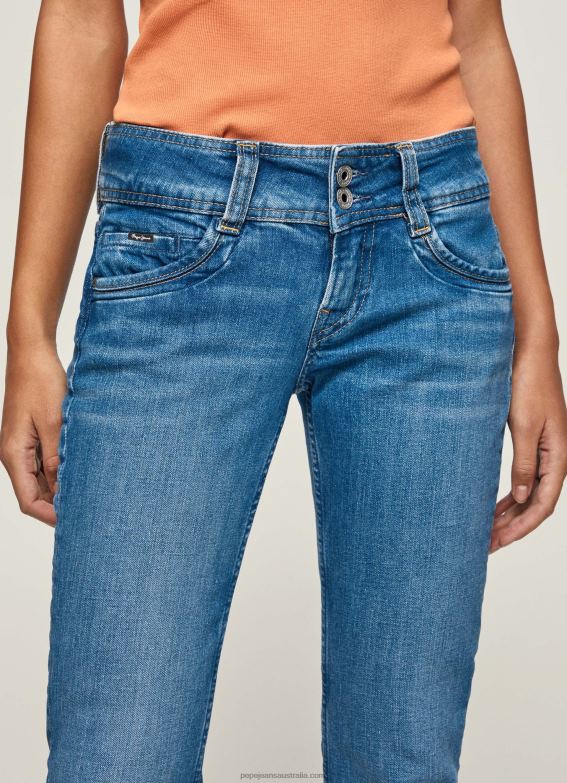 Women Denim Pepe Jeans Gen Straight Fit Mid Waist Jeans 60J4034 - Image 3