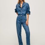 Women Denim Pepe Jeans Long Cotton Denim Jumpsuit 60J40147