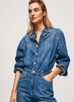 Women Denim Pepe Jeans Long Cotton Denim Jumpsuit 60J40147 - Image 3
