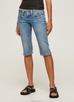 Women Denim Pepe Jeans Regular Fit 3/4 Denim Shorts 60J40508 - Image 2