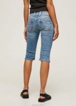 Women Denim Pepe Jeans Regular Fit 3/4 Denim Shorts 60J40508 - Image 4