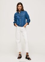 Women Denim Pepe Jeans Regular Fit Denim Shirt 60J4096 - Image 2