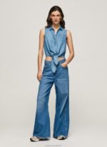 Women Denim Pepe Jeans Regular Fit Sleeveless Shirt 60J40368 - Image 2