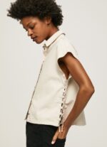 Women Denim Pepe Jeans Short Sleeved Denim Shirt 60J40339 - Image 4