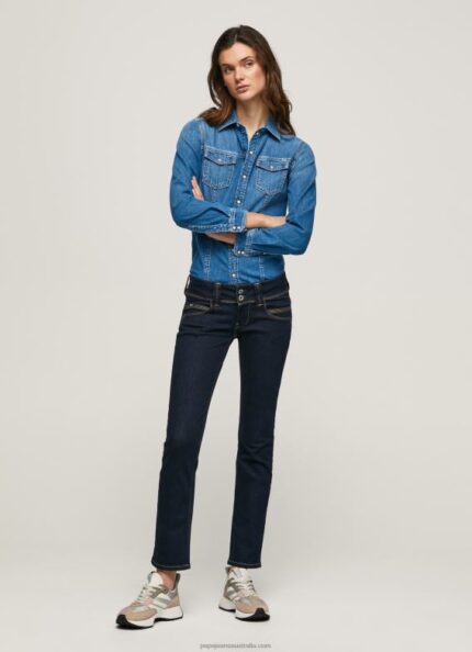 Women Denim Pepe Jeans Venus Straight Fit Low Waist Jeans 60J4037