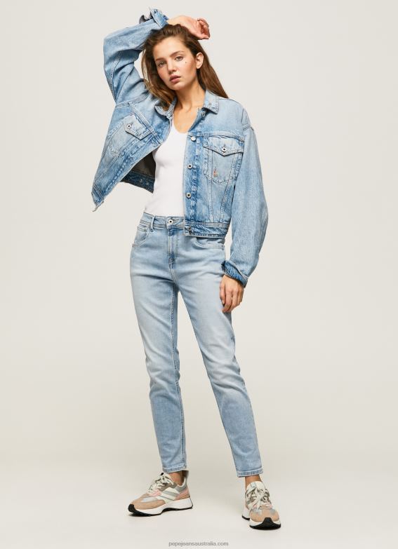 Women Denim Pepe Jeans Violet High Waisted Relaxed Fit Jeans 60J4085 - Image 1