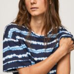 Women Dulwich Pepe Jeans Faded-Striped Cotton T-Shirt 60J40413