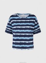 Women Dulwich Pepe Jeans Faded-Striped Cotton T-Shirt 60J40413 - Image 5