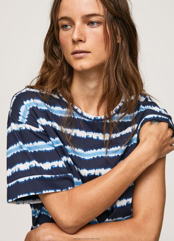 women_dulwich_pepe_jeans_faded_striped_cotton_t_shirt_60j40413.jpg Women Dulwich Pepe Jeans Faded-Striped Cotton T-Shirt 60J40413 - Image 1