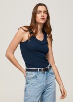 Women Dulwich Pepe Jeans Frilled Neckline T-Shirt 60J40441 - Image 3