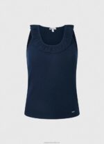 Women Dulwich Pepe Jeans Frilled Neckline T-Shirt 60J40441 - Image 5