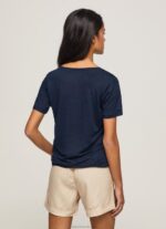 Women Dulwich Pepe Jeans Linen V-Neck T-Shirt 60J40467 - Image 4
